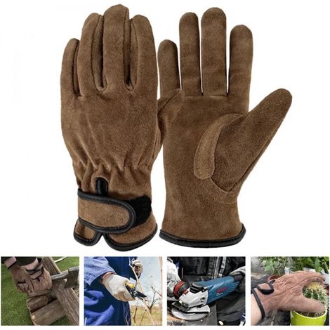 Guantes de jardinería de cuero (par) - Resistentes a espinas y cortes - Talla única - Poda de rosas y mantenimiento de jardines - Amarillo/Negro - L (1/4)