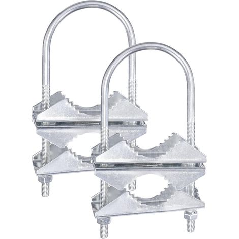 Double Bride de Fixation en V Mât Antenne Support U-Bolt Lot de 2 Fixation mât à mât, serrage puissant, traitement anti-rouille, pour TV radio CB antenne amateur (1/5)