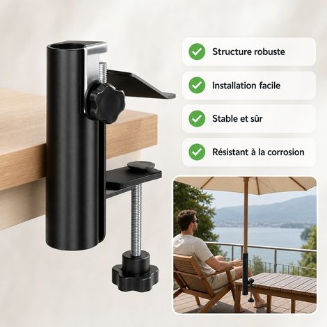 Support Parasol de Table 14.2 x 3.8 cm Metal - Fixation Parasol Multifonction Jardin (1/5)