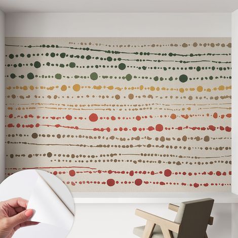 Papier peint adhésif autocollant pour salon chambre à coucher tendance et originale Points colorés 152x104 cm (1/5)