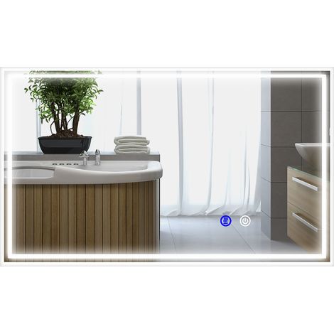 Miroir lumineux rectangle KOSTAS verre 100 x 60 cm (1/5)