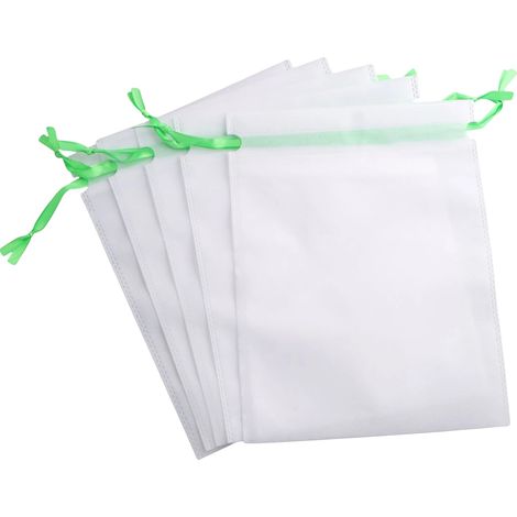 Sacchetto con coulisse, versatile per riporre oggetti, in resistente materiale di lino, 5 pezzi 25x32 bianco (1/2)