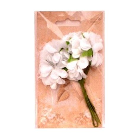 Fiori di stoffa bianchi, 4 cm, 6 pezzi