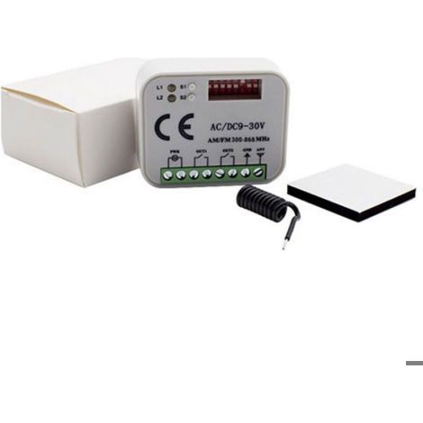 Recepteur Telecommande Porte Garage - 433 MHz 868 MHz - AC DC 9 V a 30 V - 50 a 150 M - 400 Codes - ABS - Blanc Noir - 1 Unite (1/5)