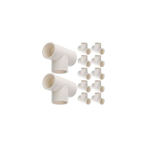 12 Raccords en T 3 voies, 20 mm (Blanc), Connecteurs pour tuyaux en PVC, pour serres, conduites d'eau, jardin (1/4)