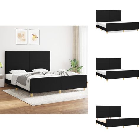 Bettgestell ohne Matratze Schwarz 180x200 cm Stoff - Bettes Gestell - Doppelbett - Boxspringbetten - Schlafzimmer Möbel - Schwarzes Bett (1/5)