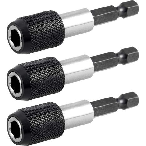 3 pièces 6.35mm 60mm tige hexagonale porte-embout tournevis magnétique tournevis barre d'extension poignée dégagement rapide tournevis porte-embout pour vis écrou perceuse pilote - RW (1/5)