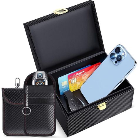 Set di portachiavi anti-RFID per auto con custodia RFID, scatola di blocco del segnale RFID, protezione di sicurezza per chiavi telecomando Keyless Go per auto