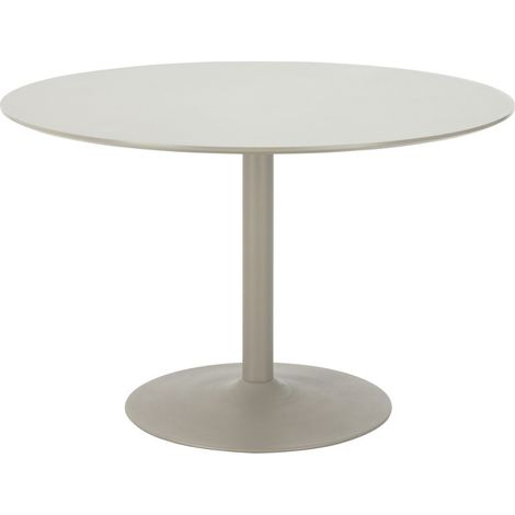 Table repas ronde Ø120cm plateau en MDF et pied en métal laqué mat sable - COSTA (1/5)