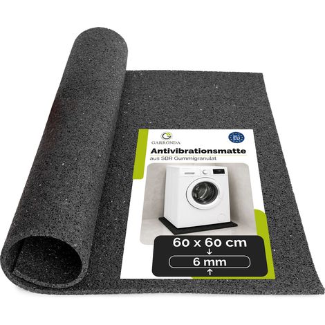 Garronda Tapis Anti Vibration Machine à Laver 60x60 cm 6mm - Dalle Caoutchouc SBR Antidérapant Silent Bloc Amortisseur pour Lave-Linge Sèche-Linge et Fitness Insonorisant Réduction de Bruit GD-0251 (1/5)