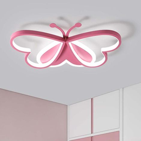 Children's LED ceiling light with remote control, dimmable 3000K-6000K, for bedroom and living room, 50W, pink (1/4)
