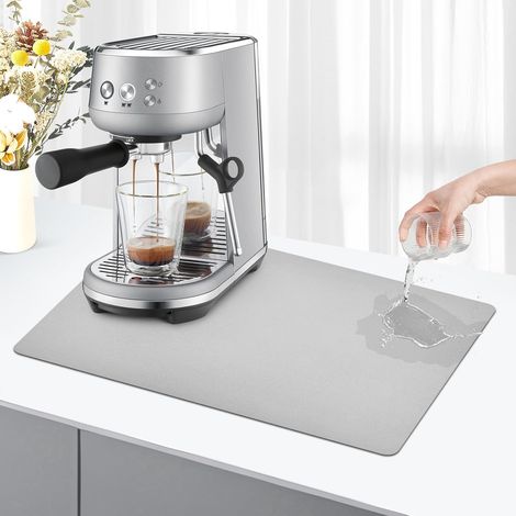 Tapis à café 43 x 120 cm - Tapis d'égouttement absorbant pour machine à café (gris clair) (1/5)