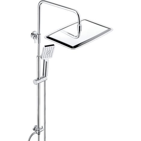Colonne de douche Inox sans Robinetterie Thermostatique, Système Pluie pour Cabine Baignoire avec Barre Réglable Hauteur et Tête de Douche 35x25 cm Chromé (1/5)