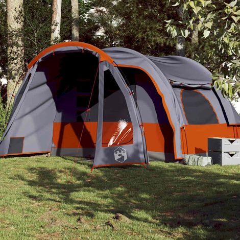 vidaXL Family Tent 6-Person Grey and Orange Waterproof (1/5)
