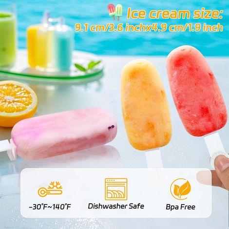 Moule a Glace – Lot De 2 Moules a Glace En Silicone a Bâtonnet Sans BPA, Empilables Et Robustes, Pour Glace Maison Au Lait, À La Crème, Au Lait De Coco Ou Au Yaourt (1/4)
