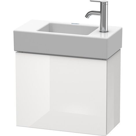 Meuble sous-vasque L-CUBE 400x480x240mm ouverture gauche blanc brillant lack