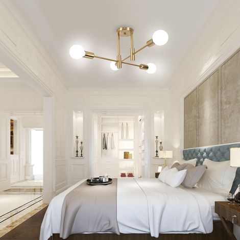 Industrial Vintage Ceiling Light Metal 4 Lights E27 Ceiling Lamp Creative Interior Lighting for Dining Room Bedroom Living Room Copper (1/5)