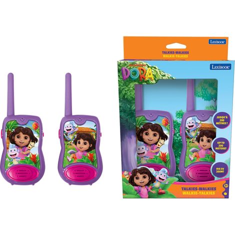 Lexibook, Dora l’esploratrice, Walkie-talkie 200 m, Gioco di comunicazione per bambini, 2 canali di comunicazione, Clip da cintura, a batterie, Rosa, TW12DOR (1/5)