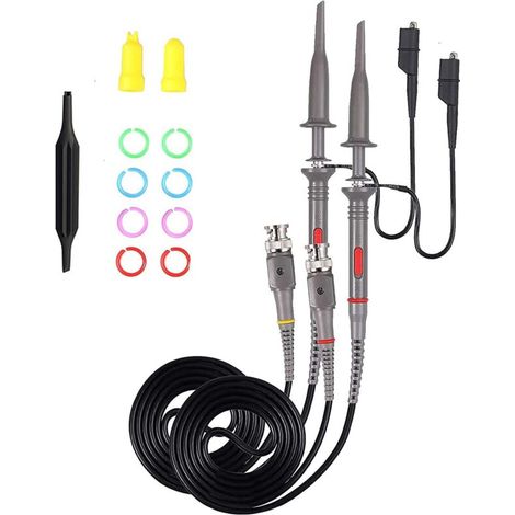 Sonde d'oscilloscope universelle avec Kit d'accessoires, sondes à pince d'oscilloscope 100MHz avec Kit de cables de Test BNC vers Minigrabber (1/4)