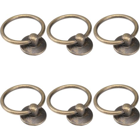 6pièces Poignées Anneaux Meubles Rétro Zinc Alliage et Fer Lot pour Tiroir Armoire Commode Design Circulaire et Décoratif Installation Facile Compatible Boîtes Bijoux et Placards (1/5)