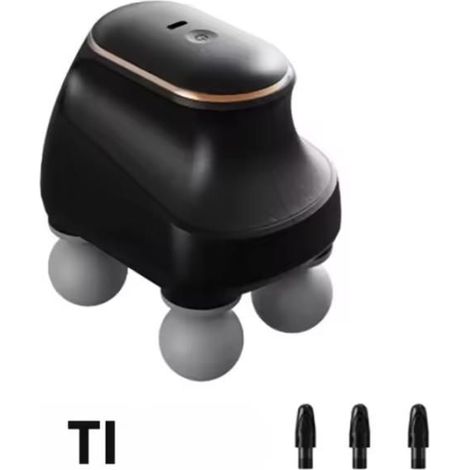 Pistolet de massage portable noir à 4 têtes vibrantes haute fréquence pour massage des fascias, des muscles, de la nuque et des épau (1/5)