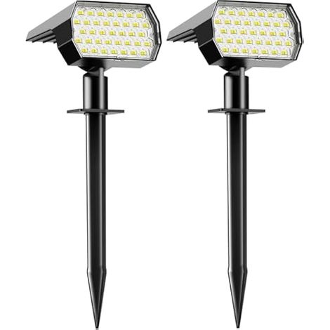 Lumières solaires imperméables à l'extérieur, projecteurs de paysage 3 modes, crépuscule à l'aube Lumières murales d'inondation solaires pour l'extérieur, Lumières de jardin (2PACK)
