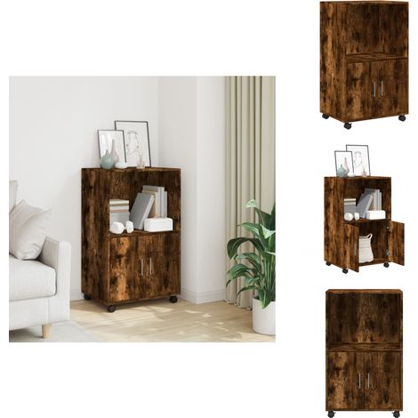 Rollschrank Räuchereiche 55x40x91 cm Holzwerkstoff - Rollschrank - Rollschränke - Schrank Auf Rollen - Druckertisch (1/5)