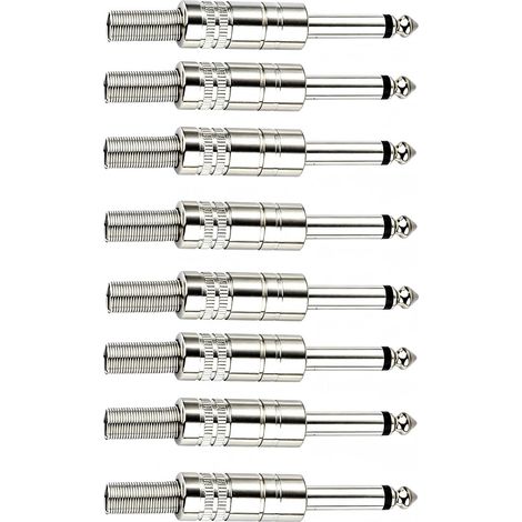 8 x Prise Mono TS Audio souder 6,35mm connecteur Jack souder mâle 6,35mm pour câbles Haut Parleur,Guitare,Microphone (1/5)