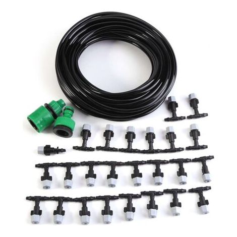 BUNTHAUS Système de brumisation d'eau pour jardin et terrasse, tuyau d'arrosage avec buse, kit de micro-irrigation de 15 m (1/5)