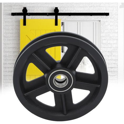 Kit de galets coulissants pour porte intérieure, matériel de porte grange, roulettes et support de suspension (1/5)