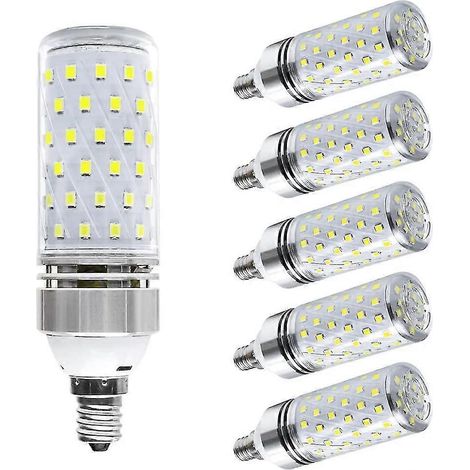 Ampoule LED E12, ampoules LED pour lustre 16 W, 1500 lm, blanc chaud 6000 K, équivalent 120 W incandescent, IRC 80+, ampoules LED candélabres, non dimmables (1/5)