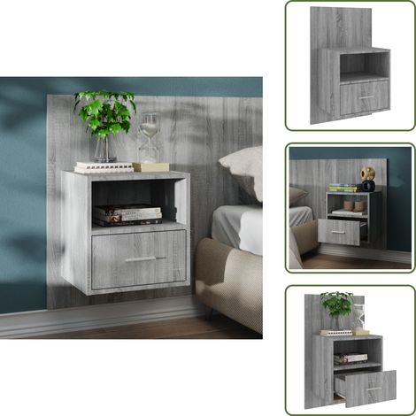 Wand-Nachttisch Grau Sonoma - Wand-Nachttisch - Nachttisch Grau - Wohnzimmer Dekoration - Holzwerkstoff Möbel - Regal Wandhängend (1/5)