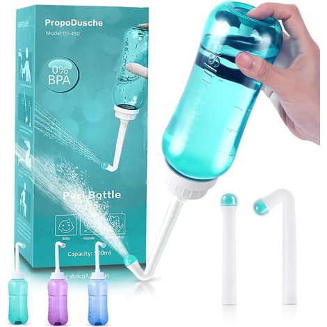 butt shower 500ml, butt shower with button, popo shower with double nozzle, portable bidet, intimate peri bottle, intimate for women, waterproof toilet (1/5)