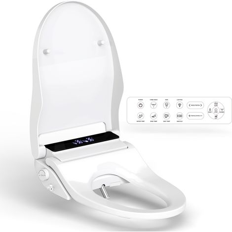 Puluomis – Abattant WC japonais chauffant – Siège de toilette electrique avec télécommande – Bidet WC intelligent – Blanc (1/5)