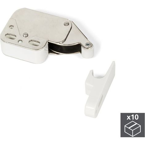 Emuca Cierre de vaivén para muebles, Acero y plástico, Blanco, 10 ud. (1/2)