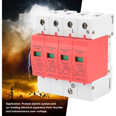 Parafoudre basse tension 4P 30kA-65kA 385V pour maison, paratonnerre de surtension (1/5)