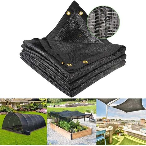 Toile d'ombrage de jardin 40 %, 3 x 6 m, avec œillets en laiton renforcés, noire, pour plantes, serres, terrasses et poulaillers (1/5)