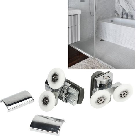 Roue pivotante de 23 mm pour roulettes de suspension de porte coulissante de salle de bain, poulies supérieures pour parois de douche en verre courbé, roues doubles (1/5)