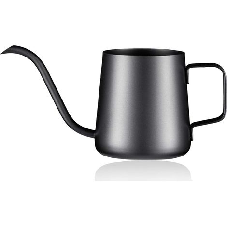 Arrosoir - Noir - 350 ml - Avec long bec verseur en acier inoxydable - Idéal pour les petites plantes en pot, les plantes grasses et le jardinage. (1/5)