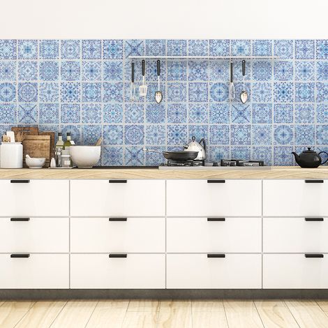 Sticker Mural Carrelage adhésif Cuisine Salle de Bain - 60 STICKERS CARREAUX DE CIMENT AZULEJOS MAGDALENA - 60stickers20x20cm (1/5)