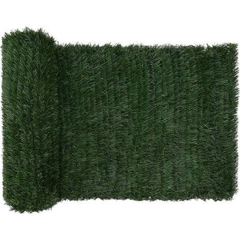 Clôture artificielle vert foncé, 1 x 4 mètres, PVC et acier. (1/5)