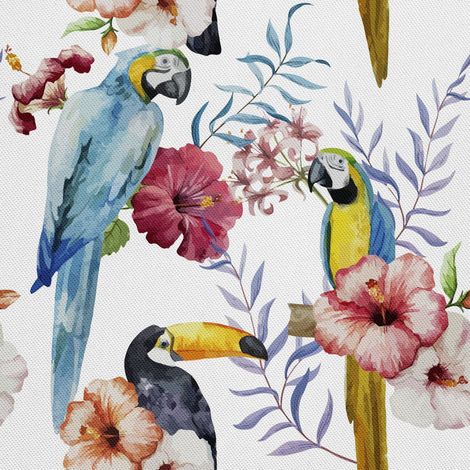 Tela decorativa para exteriores Oxford - motivo de loros y tucanes I DX086 (1/5)