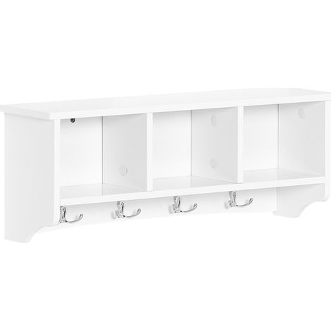 SoBuy Wall Display Storage Cubes Rack with Hanging Hooks,White, FRG48-W