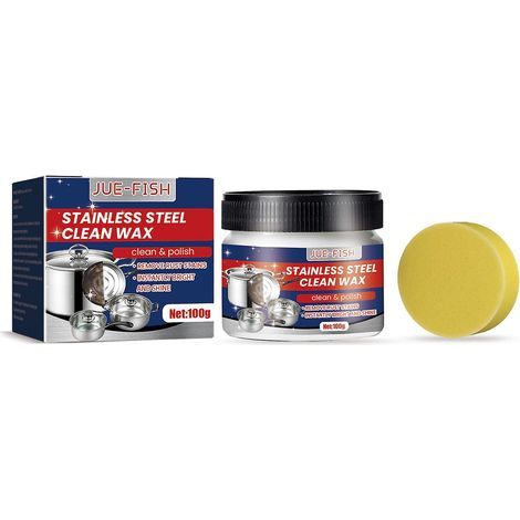 Ensemble de cire nettoyante pour acier inoxydable de cuisine. pâte détachante pour éviers et comptoirs. notamment pour les taches d'huile tenaces. (1/5)