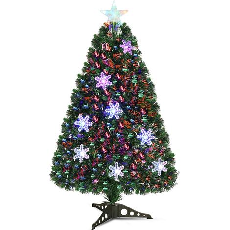 COSTWAY Árbol de Navidad Artificial 90cm con Base Iluminado con Fibra de Vidrio Cambia Color para Navidad Hogar Fiesta Decoración (1/5)