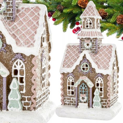 Maison décorative LED de Noël, figurine en pain d'épice, mairie, immeuble (1/5)
