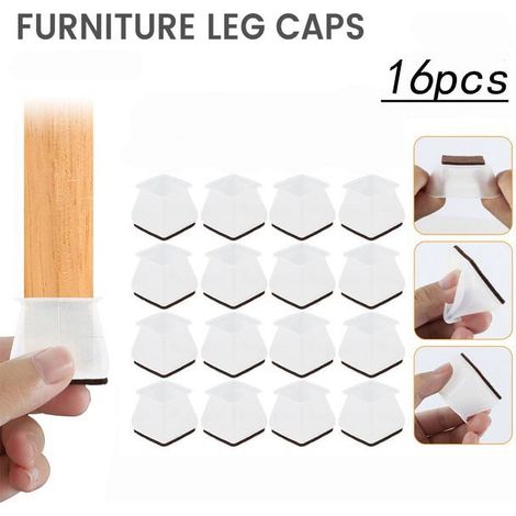Set di 16 pezzi di coprigambe quadrati in silicone per sedie, feltrini per gambe di tavoli, protezioni per pavimenti, feltrini in legno, protezioni antiscivolo per mobili. (1/5)