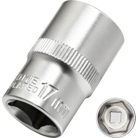 Douille 15 mm 1/2" douille 6 pans, CR-V, finition chromée mate (1/4)