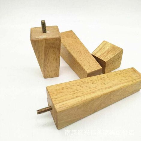 Pied de meuble 4Pcs Pieds de Meuble Bois Droit 5cm Lot de Pieds Table Basse Bois, avec Vis Tapis Antidérapant et Plaque de Montage pour Canapé Lit Table Fauteuil Table de Nuit Armoire (1/2)