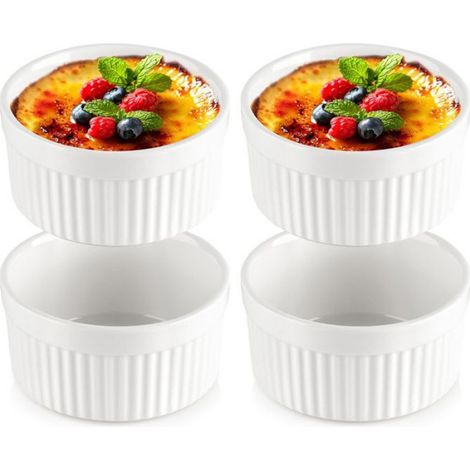 Set de 4 bols - En porcelaine - 10 x 5 cm - Blanc (1/5)